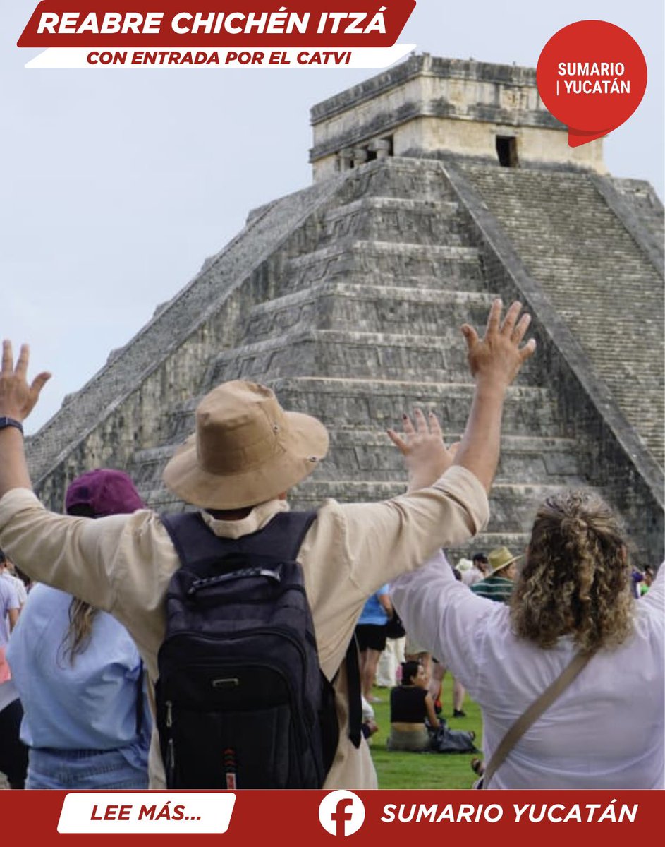 sumario_yucatan's tweet photo. ACUERDAN QUE MAÑANA LUNES REABRE CHICHÉN ITZÁ CON UNA SOLA ENTRADA POR EL CATVI: https://t.co/CI1RUZGj8D
@INAHmx @CulturYucatan @GobYucatan @huachodiazmena 
#chichenitza
#paradorturistico
#catvi
#yucatan
#periodismohiperlocal
l https://t.co/btDUZxFJaw