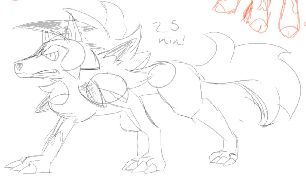 JamzAnimation's tweet photo. Tonight I was drawing in magma with a friend before bed and decided to draw dusk form lycanroc! It's extra messy because I was getting used to the brushes and workspace but it was fun! Any suggestions in the comments and I may do it. #pokemon #art https://t.co/n6Lk2KKrHu
