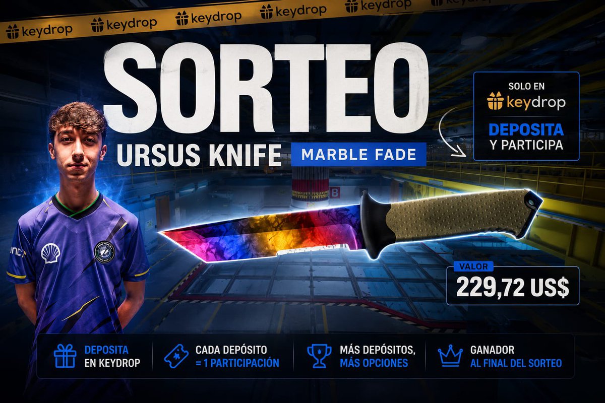 adamS_csgo's tweet photo. 🔥 SORTEO EXCLUSIVO 🔥

Estoy haciendo un SORTEO ★ de un Ursus Knife | Marble Fade entre todos los que apoyen usando mi código en KeyDrop.

¿Cómo participar? ⭐️ Sencillo, solo tienes que depositar un mínimo de 2€ con mi código [Adams]

🔄 RT + Follow
(Link al sorteo abajo ⤵️) https://t.co/fFIJfdFZWx