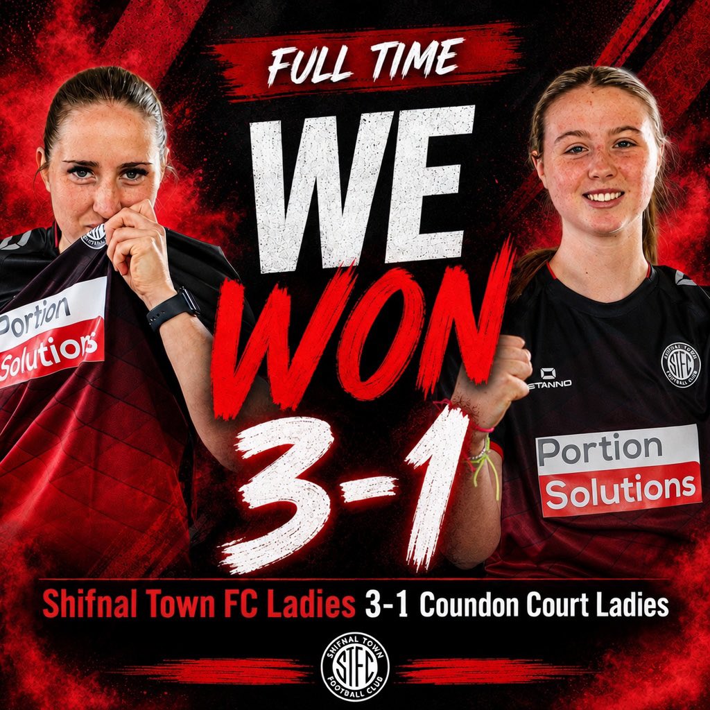 shifnalladies's tweet photo. FULL TIME ❤️🖤

What a result from the girls today! 🔥

A huge 3-1 win for Shifnal Town FC Ladies against Coundon Court Ladies, with a proper team performance from start to finish 💪⚽ https://t.co/5UvnNZb9Yz