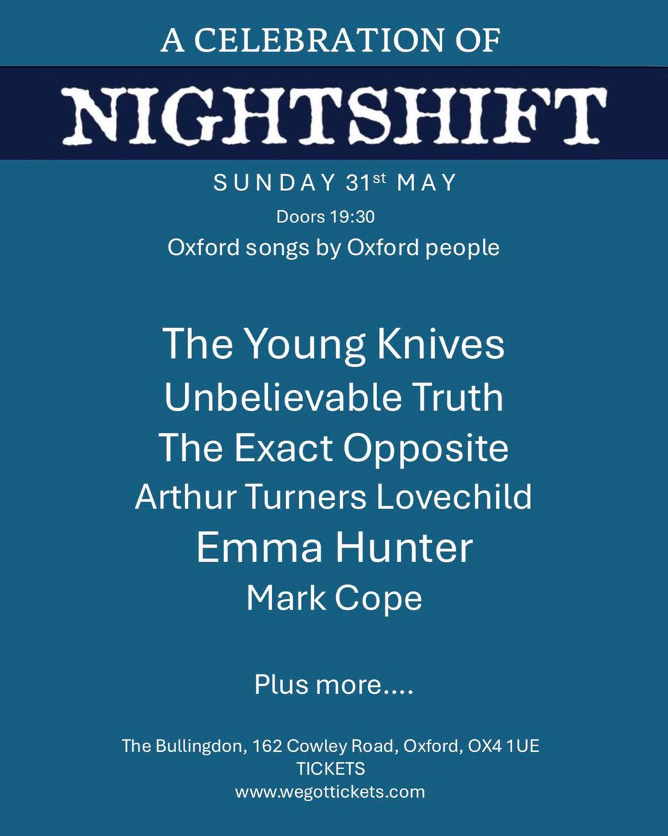 SupergrassHQ's tweet photo. PS. A Celebration of Nightshift is tonight at The Bullingdon. https://t.co/LEbCgX0s6U
