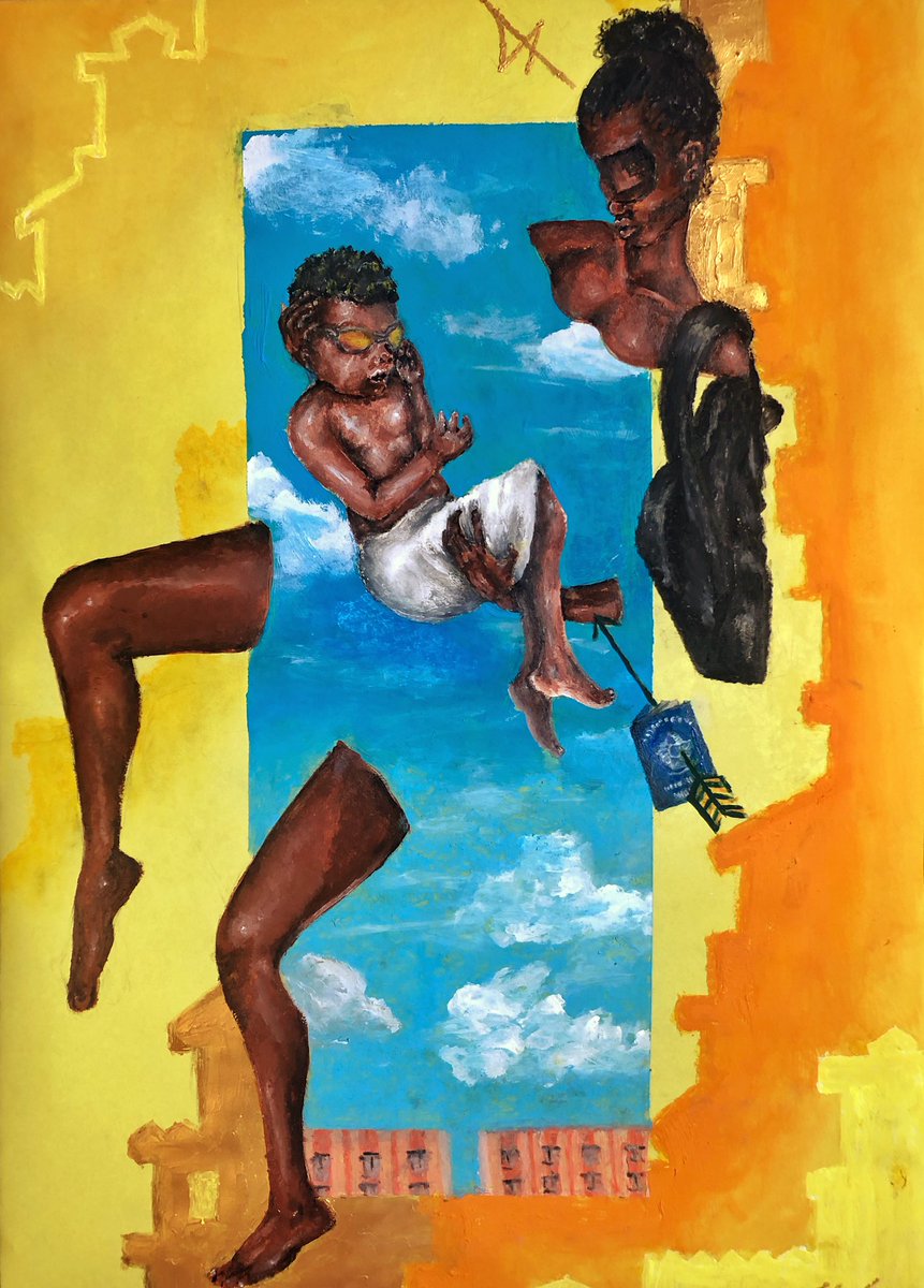 g_labarba's tweet photo. Mãe é céu/ A mãe brasileira.
44x63cm.
Acrílica, pastel oleoso, lápis de cor, pasta ouro, sobre papel cartão, 2026. https://t.co/ByHiFkgxqX