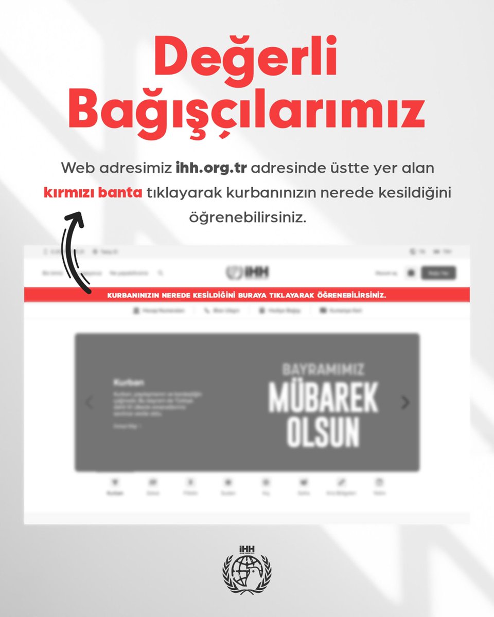 ihh_van's tweet photo. Değerli bağışçılarımız,

Web sitemiz https://t.co/Yug7brpcef adresinde üstte yer alan kırmızı banta tıklayarak kurbanınızın nerede kesildiğini öğrenebilirsiniz.

Kurban Kardeşliğe Çağrı 🤍 https://t.co/iblTMxG9eJ