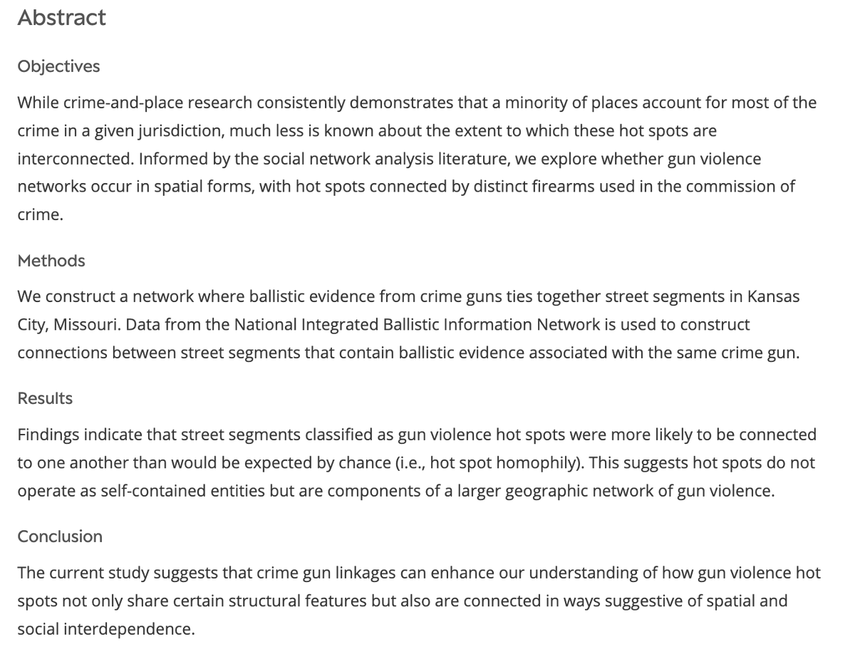 journalrcd's tweet photo. 📢Online Now (&amp;Open Access!): "Geographic Networks of Gun Violence: Exploring Hot Spot Connectivity Through Ballistic Evidence and Social Network Analysis" by Eric Piza, Cassie McMillan, and Daniel Trovato https://t.co/i048g7HE23 https://t.co/Ot7UEZ01CC
