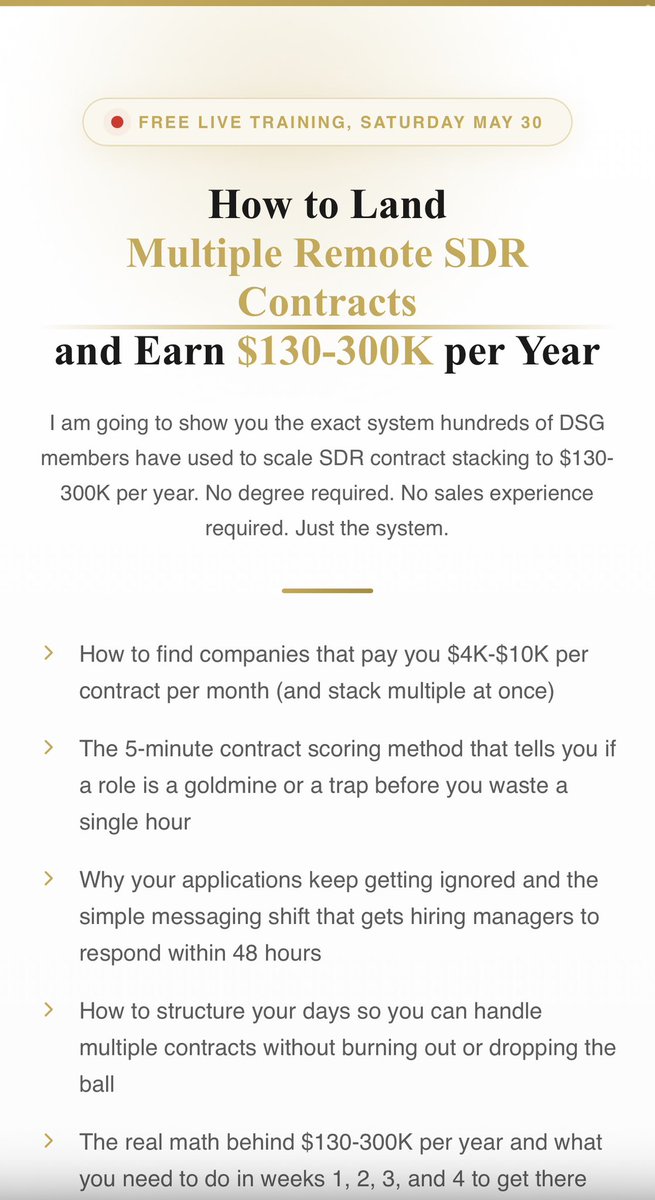 FidelCacheFlow's tweet photo. Hosting Free 2hr Masterclass next Sunday

There are companies right now that will pay you $4K, $8K, even $10K per month per contract to book sales meetings for them remotely from anywhere in the world. 

They do not care about your degree. 

They do not care about your past job titles. 

They care about one thing: 

can you get results?

Stack two or three of these and you are looking at $130-300K per year. 

From your laptop. On your schedule.

I am going to show you exactly how to find these opportunities, land them, stack them, and turn this into consistent income

I am not recording this. There is no replay. 

There is no "I will catch it later."

Here is why: I am sharing things in this training that I do not put in public content. Specific strategies. Specific examples. Info that actually moves the needle.

⏰When: Sunday, 6/6 at 10a EDT
📍Where: Registration link below ⬇️

See you there