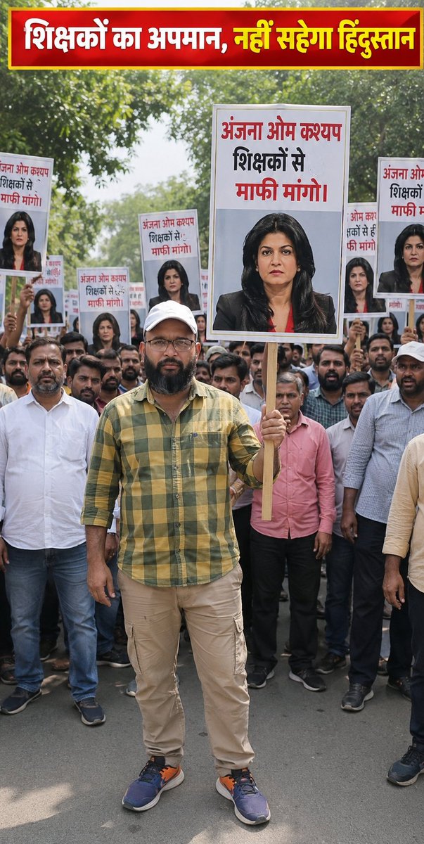 DeepakD31373345's tweet photo. अंजना ओम कश्यप सार्वजनिक रूप से देश के शिक्षकों से हाथ जोड़कर माफी मांगें।
शिक्षक एक है, शिक्षक नेक है ✊  
शिक्षक का अपमान, देश का अपमान 🇮🇳
@basicshiksha_up
@aajtak @narendramodi @myogioffice @JagranNews @BBCHindi @DraupdiMurm @BBCBreaking @BasicShikshan
https://t.co/fXBxR5WUcC https://t.co/OHlydsOVcc