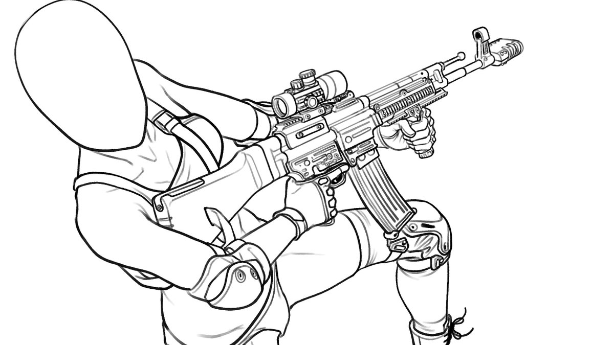 SKEB漫画WIP WW2の銃描くの久しぶりな気がする。 結構ごつい見た目に