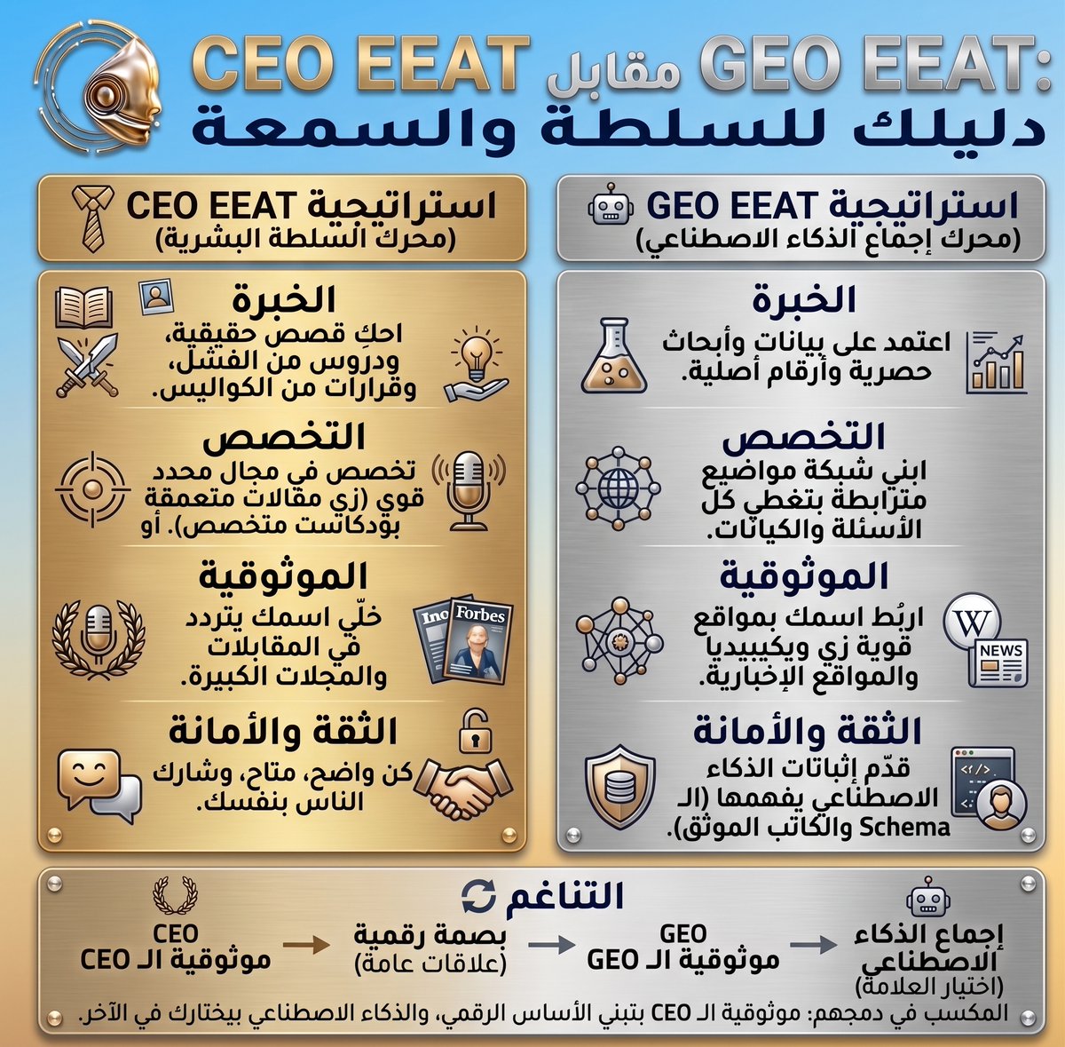 Retailogie's tweet photo. اتميز عن المنافسين وابرز في السوق! 🚀 

ريتيلوجي بتقدملك استراتيجيات محتوى EEAT عشان تكسب الجمهورين: 

🧑‍💼 CEO EEAT = ثقة البشر والقصص الحقيقية. 
⚙️ GEO EEAT = إجماع الذكاء الاصطناعي والمواضيع المترابطة. 
💬 إيه أولويتك النهاردة؟ البشر ولا الذكاء الاصطناعي؟ https://t.co/Qc7iXBqpsF