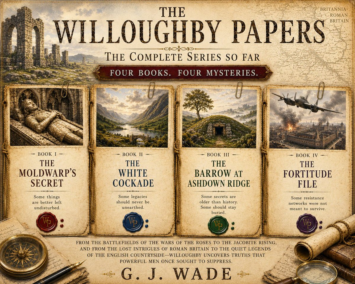 garethwade's tweet photo. Four books. Four mysteries.

From the Wars of the Roses to WWII, antiquarian H. A. Willoughby uncovers forgotten manuscripts, buried secrets, and mysteries history tried to leave behind.

The Willoughby Papers - available now:

https://t.co/h3PX7TrhWg

#HistoricalFiction https://t.co/nrrmwWvC0y