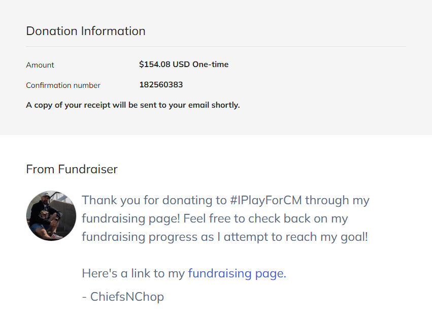 chiefsnchop's tweet photo. Another Saturday night stream and another successful charity donation!  I am so blessed to have such an amazing community that loves giving back and helping those in need.

Over the last few Saturdays, we have raised a total of $1,415 for Children's Mercy Hospital and their Illuminate program.  Our goal is $10,000 in total donations.  I am truly thankful to everyone who has helped us with this cause! @gameatlua 

Thank you!
