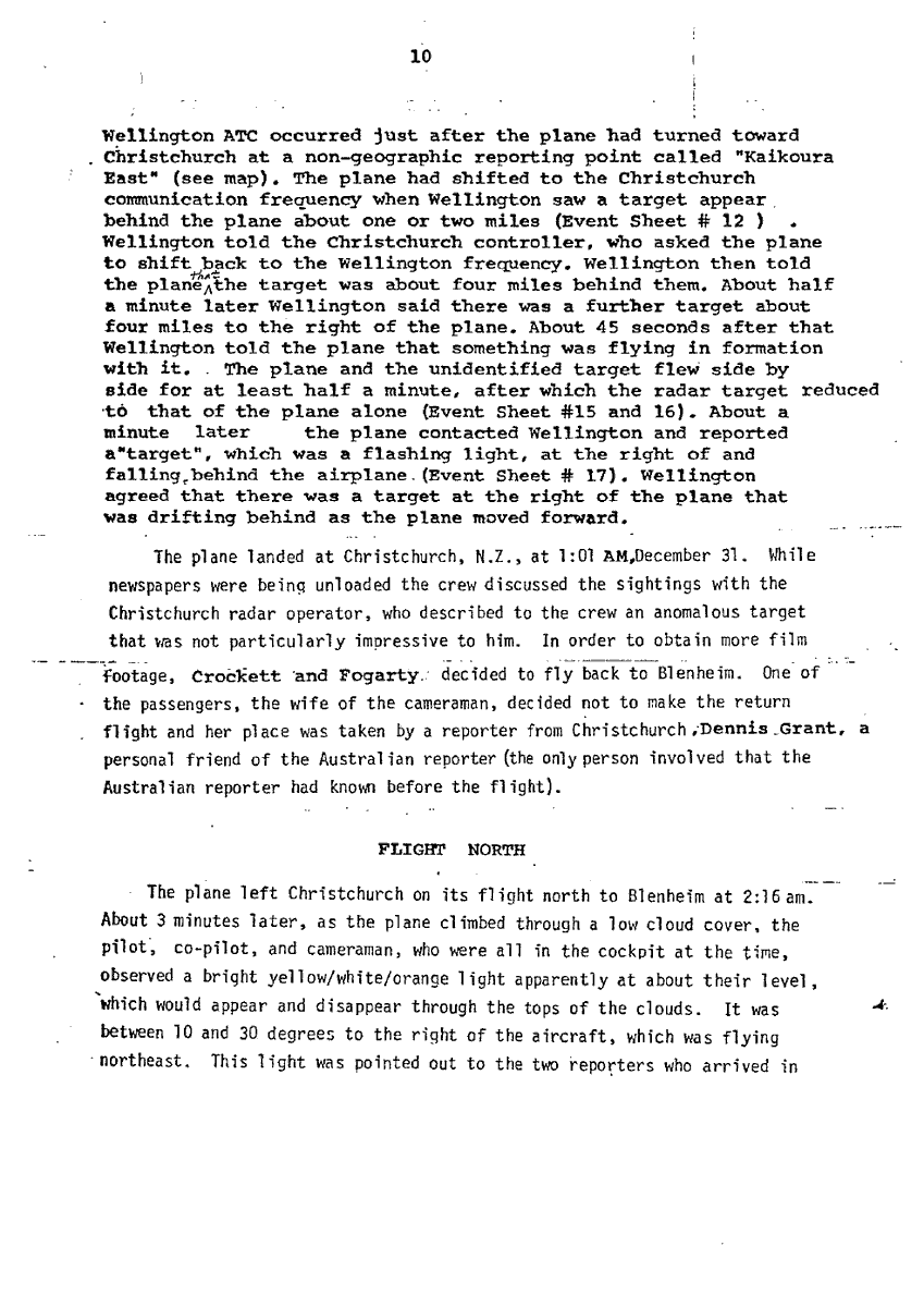 TransparencyUFO's tweet photo. Kaikoura is not just a lights-in-the-sky story.

Page 20 has the part that makes it useful: Wellington air traffic control told the Argosy crew about radar targets near the aircraft, including one reported as flying in formation for at least half a minute.

That is why the case is better opened as a radar-and-witness file, not just a TV crew legend.

---
SOURCE: RNZAF Kaikoura UFO file, p. 20
RELEASED: December 22, 2010, New Zealand Defence Force
