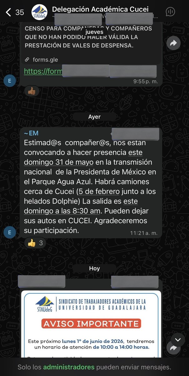 Libro_negro_'s tweet photo. El Sindicato de la @udg_oficial pidió a sus integrantes acudir al evento que se realizará en Guadalajara a favor de la presidenta @Claudiashein https://t.co/KbnJ18A1Fk