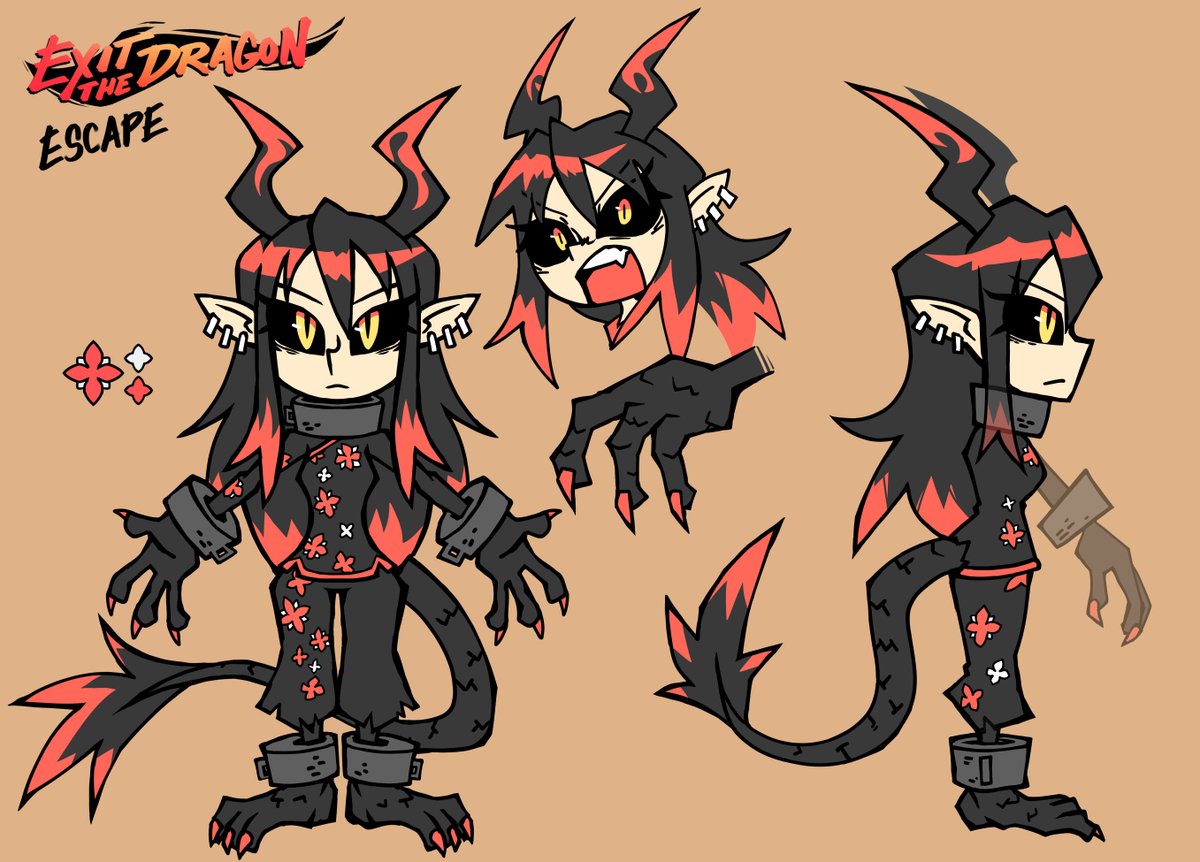Setzeri's tweet photo. Long overdue reference sheets for Escape and Exodus. Mostly for myself to keep the designs somewhat consistent. Escape's floral pattern keeps changing though. https://t.co/RMJA5G3MjR