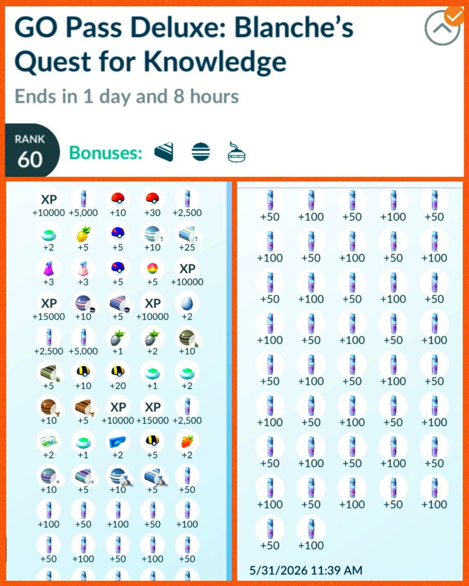KamikeoPoGo's tweet photo. CLAIMED:
#Rank60 Rewards & ALL THE #STARDUST ✨😎✨
(No ✨or 💯) 😒
… 👊🏾🐻 GRIND!
#GoPass #GoPassDeluxe #BlanchesQuestForKnowledge
#DoItForTheSTARDUST
#PokemonGo #PokemonGoApp https://t.co/ua2swBFuzA