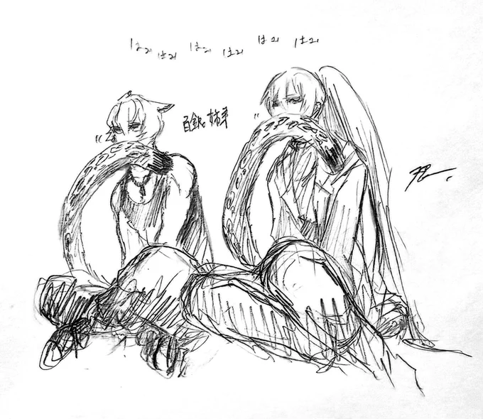 寝れないから落書き白銀姉弟  #イラスト 