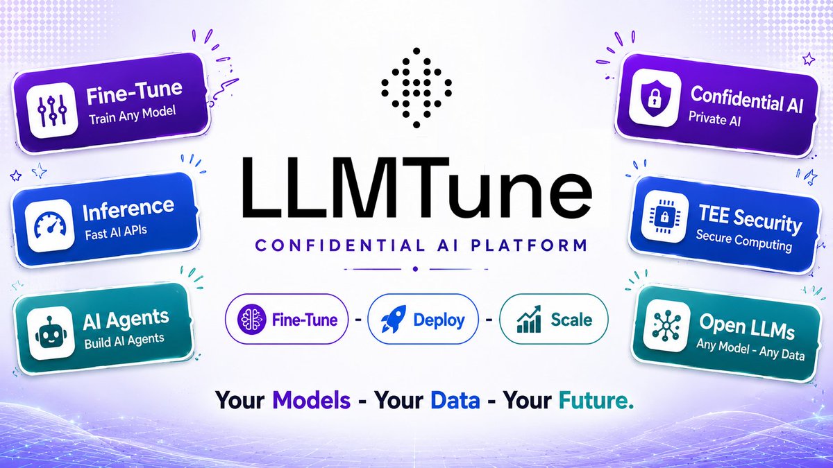 JoyKingdomx's tweet photo. AI should belong to builders, not platforms.

That is why @LLMTUNE_IO stands out with confidential AI, open LLMs, fine-tuning, inference and AI agents—all in one platform 🔥

Your Models - Your Data - Your Future

👇 https://t.co/SCUGAs5cXw