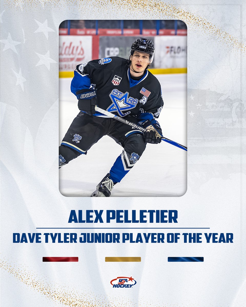 usahockey's tweet photo. Alex Pelletier scored 48 goals this season, tying him for second-most goals in a single USHL season!

On June 5th, Pelletier will be recognized as the Dave Tyler Junior Player of the Year recipient. 

Details: https://t.co/MQbHq5IX6Y https://t.co/QCnqGaDktD