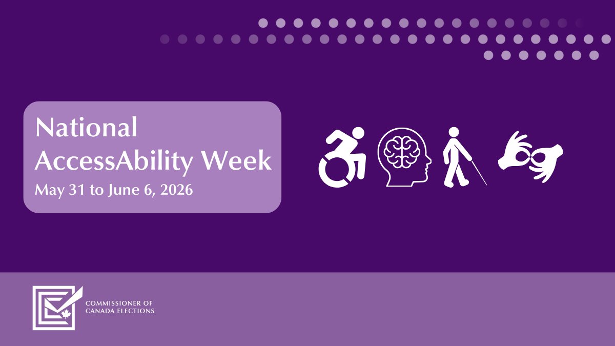 cef_cce's tweet photo. It’s National AccessAbility Week! At the Office of the Commissioner of Canada Elections, we are working to improve #accessibility and promote #inclusion in what we do.

Read our 2025-2028 Accessibility Plan: https://t.co/CDj0XgB3Fh

#NAAW2026 https://t.co/AgGJkONquI