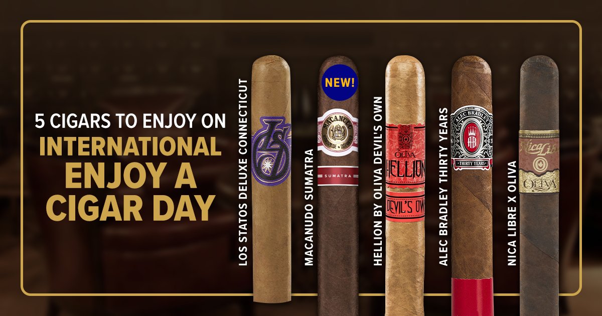 ThompsonCigar's tweet photo. Celebrate International Enjoy a Cigar Day with standout smokes, from the smooth Los Statos Deluxe Connecticut to the rich Macanudo Sumatra. 🔥 Enjoy the creamy Hellion by Oliva Devil’s Own, refined Alec Bradley Thirty Years, and bold Nica Libre x Oliva!
https://t.co/GFPyIMMQCu https://t.co/4ID989MB6V