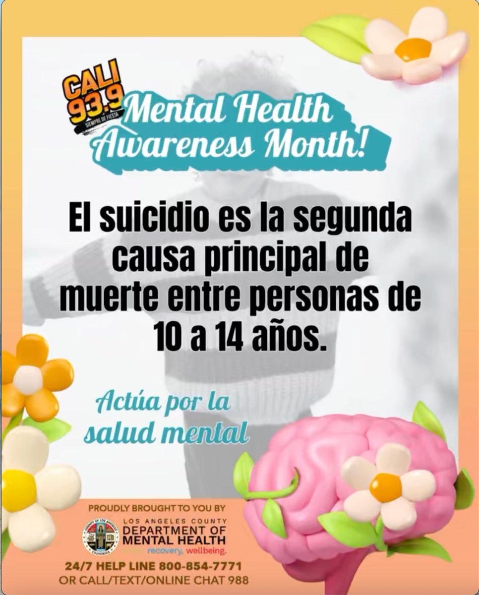 cali939's tweet photo. ¡Familia de Cali 93.9! ¿Sabías que mayo es el Mes de la Concientización sobre la Salud Mental? 🧠💚
Tu salud mental importa. Súmate y sé parte del movimiento.
#TakeActionLA #MayIsMentalHealthAwareness #LACDMH @LACDMH

https://t.co/Dl83t2Z7S2 https://t.co/PjdD2fiDXS