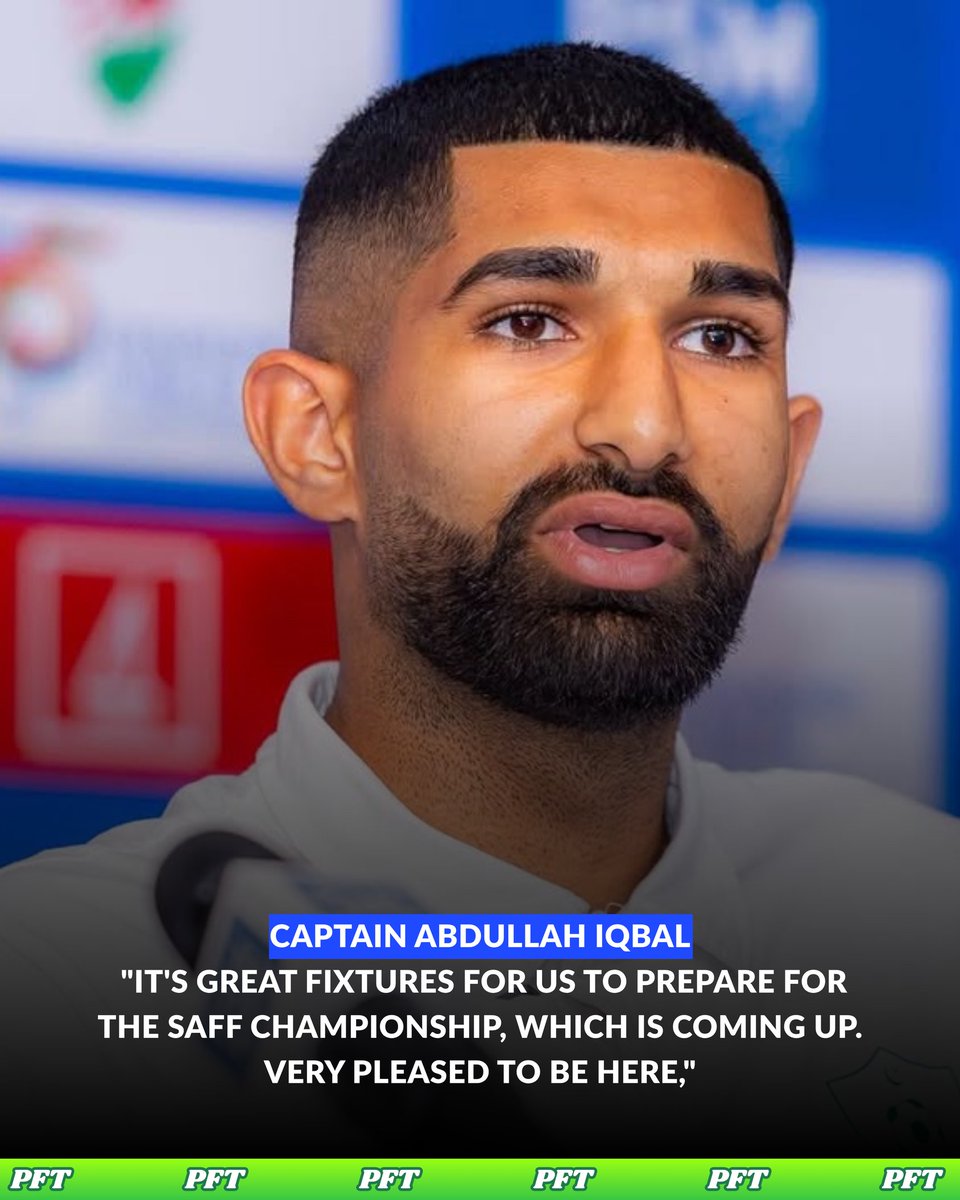Ch56900's tweet photo. Abdullah Iqbal at the Diamond Jubilee International Football Tournament press conference ahead of Pakistan vs Bangladesh match tomorrow.
#pakistan #football #maldives https://t.co/ClcfOa3RSG