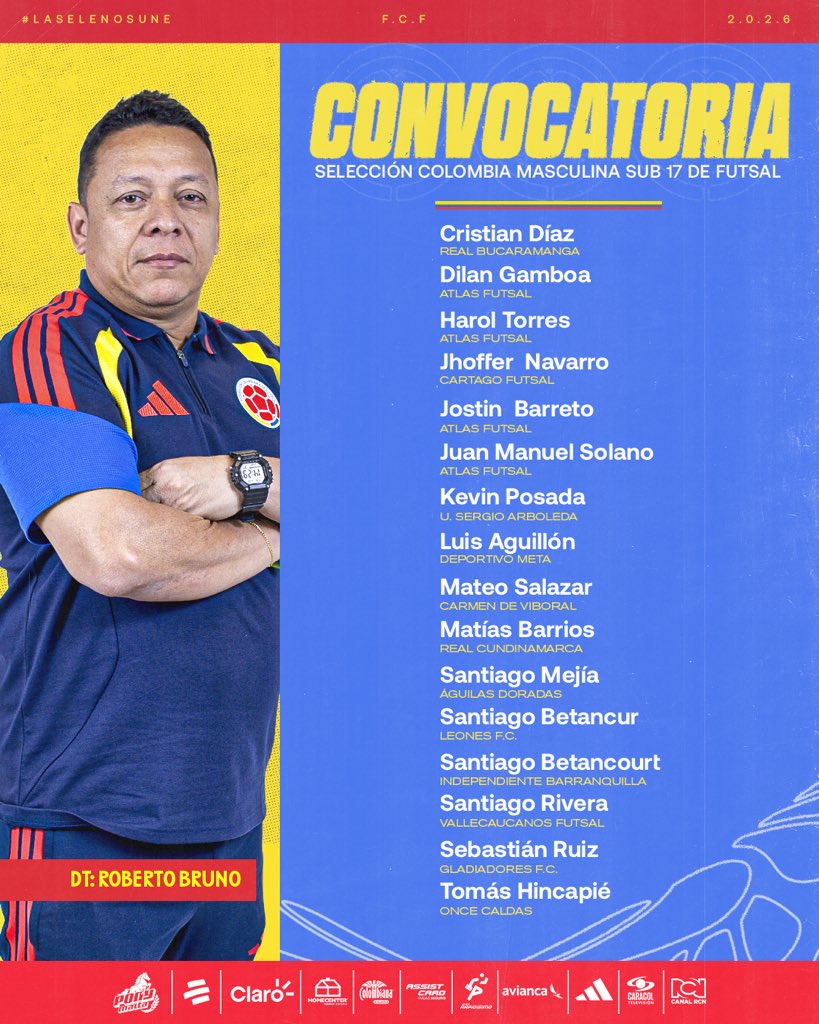 FCFSeleccionCol's tweet photo. ✅ 𝗖𝗼𝗻𝘃𝗼𝗰𝗮𝘁𝗼𝗿𝗶𝗮 𝗱𝗲 𝗹𝗮 𝗦𝗲𝗹𝗲𝗰𝗰𝗶𝗼́𝗻 𝗖𝗼𝗹𝗼𝗺𝗯𝗶𝗮 𝗠𝗮𝘀𝗰𝘂𝗹𝗶𝗻𝗮 𝗦𝘂𝗯-𝟭𝟳 𝗱𝗲 𝗙𝘂𝘁𝘀𝗮𝗹 𝗽𝗮𝗿𝗮 𝗺𝗶𝗰𝗿𝗼𝗰𝗶𝗰𝗹𝗼 𝗱𝗲 𝘁𝗿𝗮𝗯𝗮𝗷𝗼 – 𝗷𝘂𝗻𝗶𝗼 𝟮𝟬𝟮𝟲

🔗 https://t.co/9a992qCed3

#LaSeleNosUne🇨🇴 https://t.co/gHCqrHfi2V