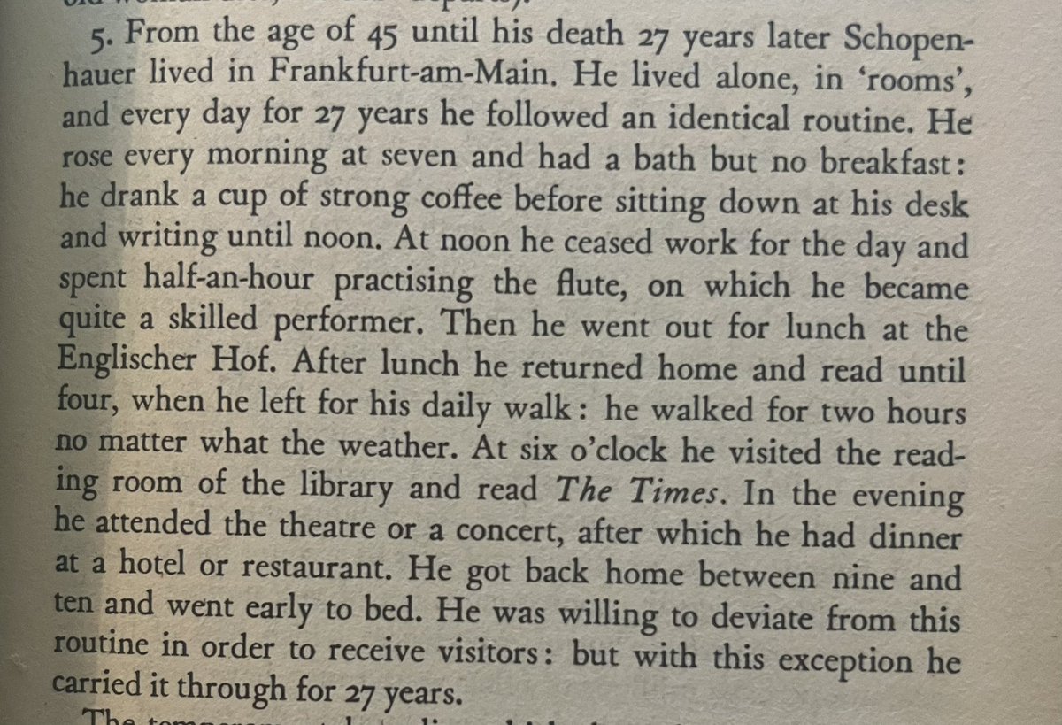 nullanno's tweet photo. Schopenhauer’s routine https://t.co/jezX5Agt5j