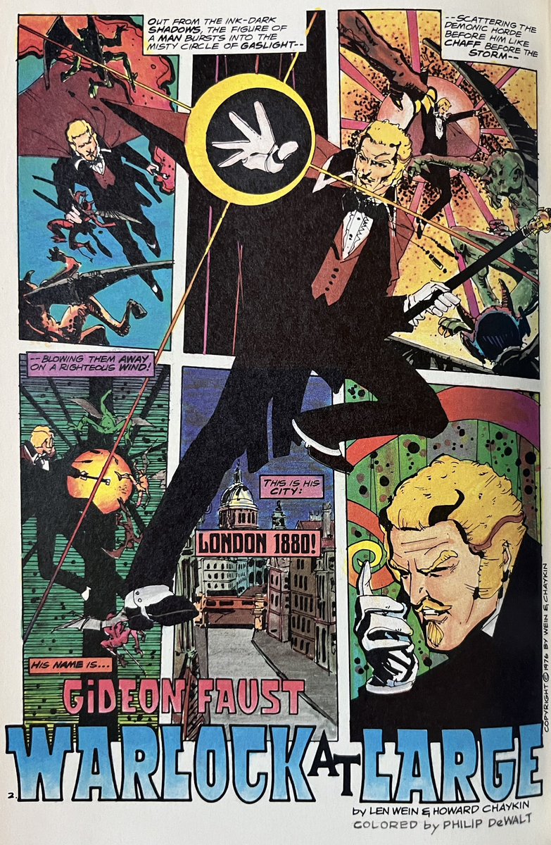 PowerCosmic13_'s tweet photo. #HowardChaykin’s Gideon Faust from STAR*REACH CLASSICS #5, which is the colorized version of the black and white original story from S*R. Really love the use of black and white space in the third page. Chaykin was really growing doing these short story pieces at the time https://t.co/D6vdPvOGvP
