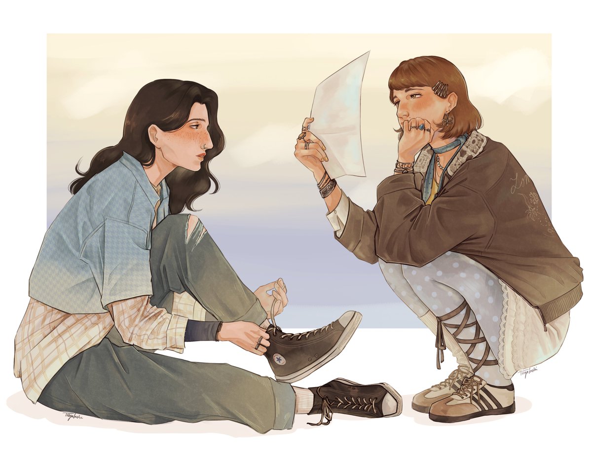 tvoyasashi's tweet photo. this is lowkey the best thing i've drawn in a looong while #lesbyler #byler https://t.co/UqEhZjVDsD