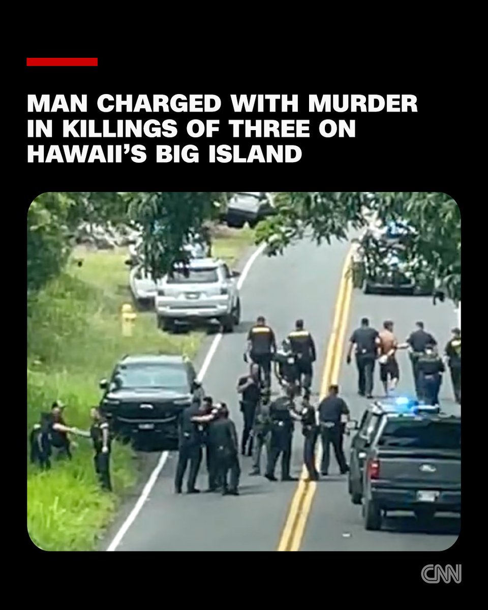 CNN's tweet photo. Authorities in Hawaii have charged a 36-year-old man with murder in the killings of three people in a remote community. https://t.co/pcV6qgkcJS https://t.co/i9H0ySWqeI