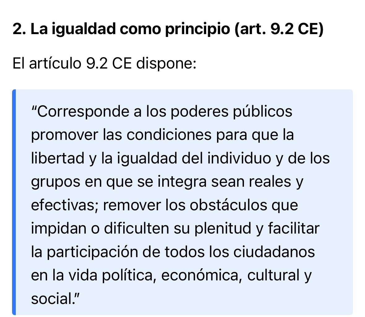 pituximenez's tweet photo. La IGUALDAD en el ordenamiento constitucional español se configura: como Valor superior, como Principio orientador de la acción de los poderes públicos y como Derecho. 
Por tanto, legislen sin DISCRIMINACIÓN.
#AlRETA1x1VamosTodos 
@SaizElma @CorujoBorja @gpscongreso 
@PSOE 👇🏽 https://t.co/WPIJWjhP0L