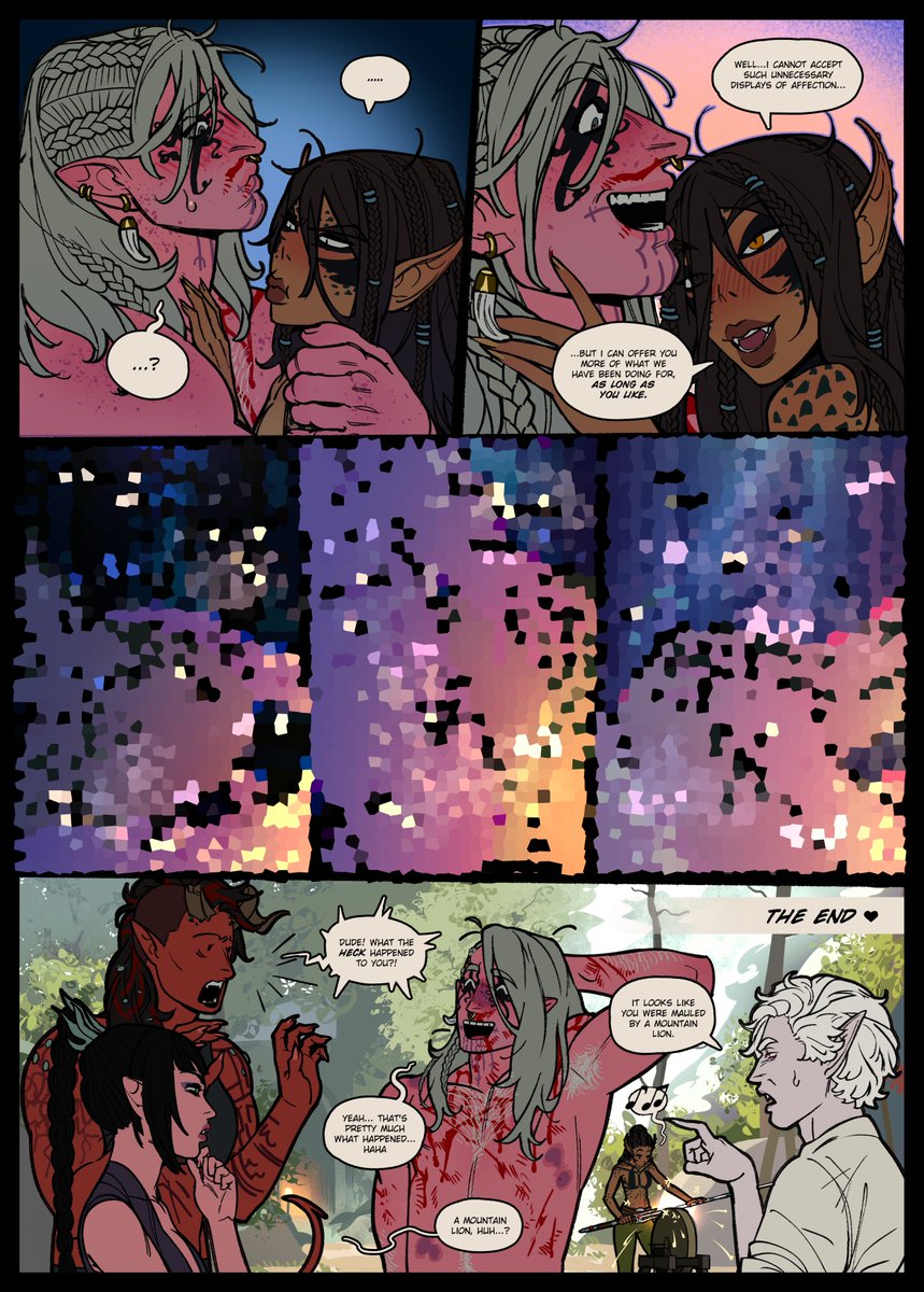 xmanticorax's tweet photo. Into The Night - One Shot: page 21 - THE END

And the story comes to an end! 
You can find the maximum quality, final vers. available for separate purchase, in my 🅿️atreon and subscrb⭐️!

Thank you, everyone who followed along and got involved in this chaotic but deeply fun process of creating my very first comic!!!