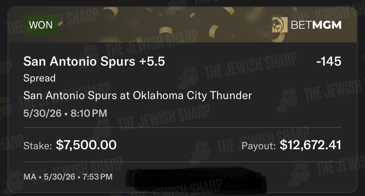 JewishSharp's tweet photo. BOOM! SPURS OUTRIGHT WINNER!! 💰💰

WE TOLD YOU ALL!! 🔥

#GamblingTwitter #NBAPlayoffs #Spurs https://t.co/exmGqgvsik