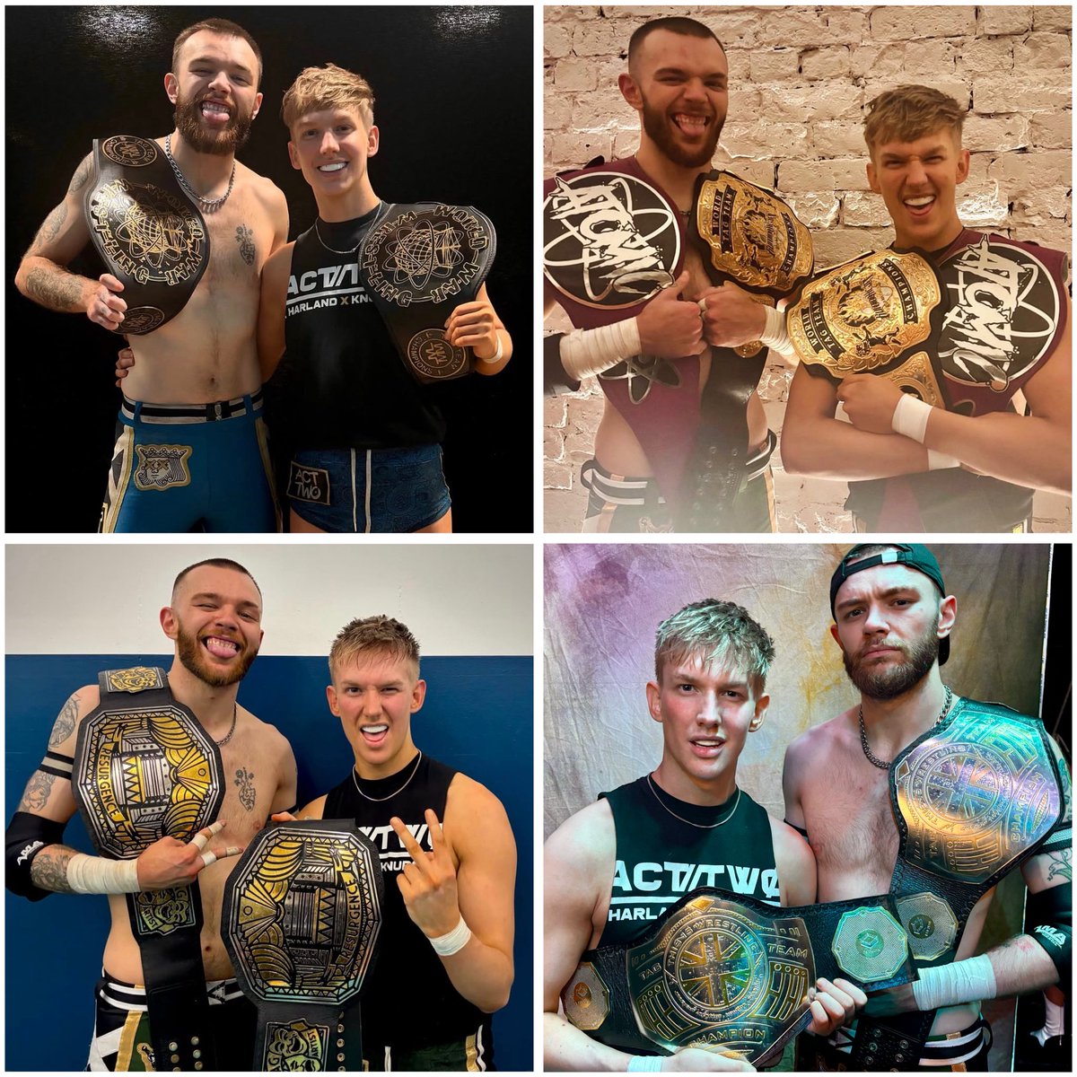 Act_Two_'s tweet photo. We took our 15th Tag Team Championship today. 

🎭 ACT TWO FOREVER 🎭

(FUTR Reign #3 &amp; WCP images lost to time/not available) https://t.co/iRgnryXods