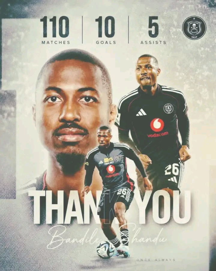 BennettFamVlog's tweet photo. 🚨TRANSFER NEWS!!

Orlando Pirates have decided not to renew Bandile Shandu’s contract when it expires in June 💔

The 31-year-old right-back leaves after serving the Buccaneers with pride and passion ⚫⚪🔴

In 110 appearances, he contributed 10 goals and 5 assists — impressive numbers from defence 👏🔥