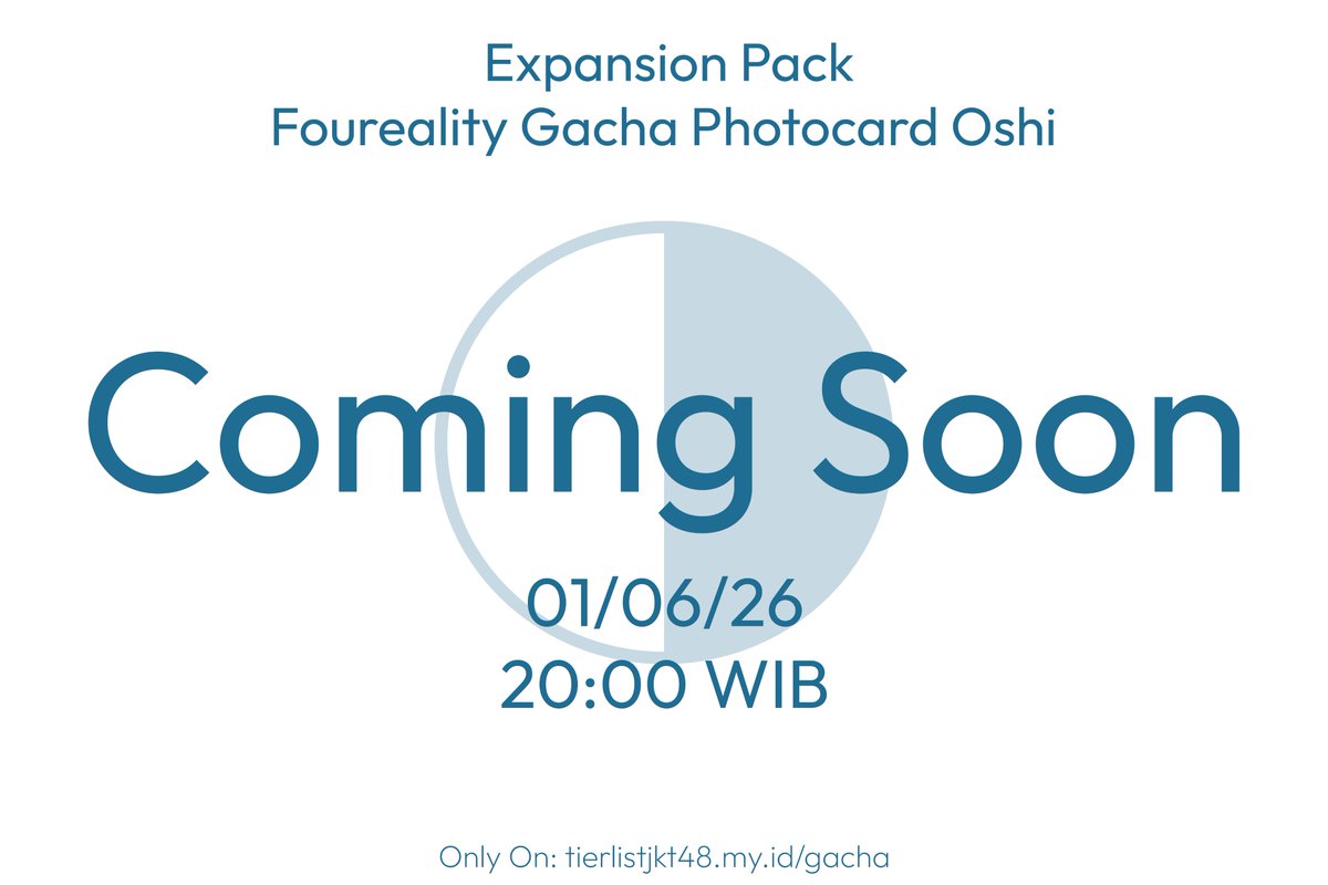 FouReality_'s tweet photo. [UPDATE] Foureality Gacha Photocard Oshi 

Siapa nih yang udah nggak sabar nungguin update terbaru? 👀 

The Foureality Gacha Photocard Oshi Expansion Pack is ready to launch! 🎉

🗓️ 01/06/26 | ⏰ 20:00 WIB

Only on: https://t.co/6GQ9vTX3hc

#FourealityNow #FourealiTCG https://t.co/Yfucuw4Gpr