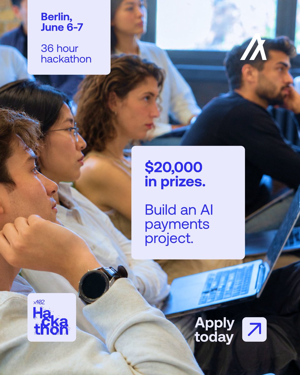 algodevs's tweet photo. We'll be in Berlin with @Algorand, @GoPlausible, and @42Blockchain_ June 6-7, for a 36-hour hackathon.

The task is simple: Build an AI payments project and win a part of $20,000 in prizes.

Sign up here: https://t.co/FYOJhcCmWx https://t.co/1NBINAvLRe
