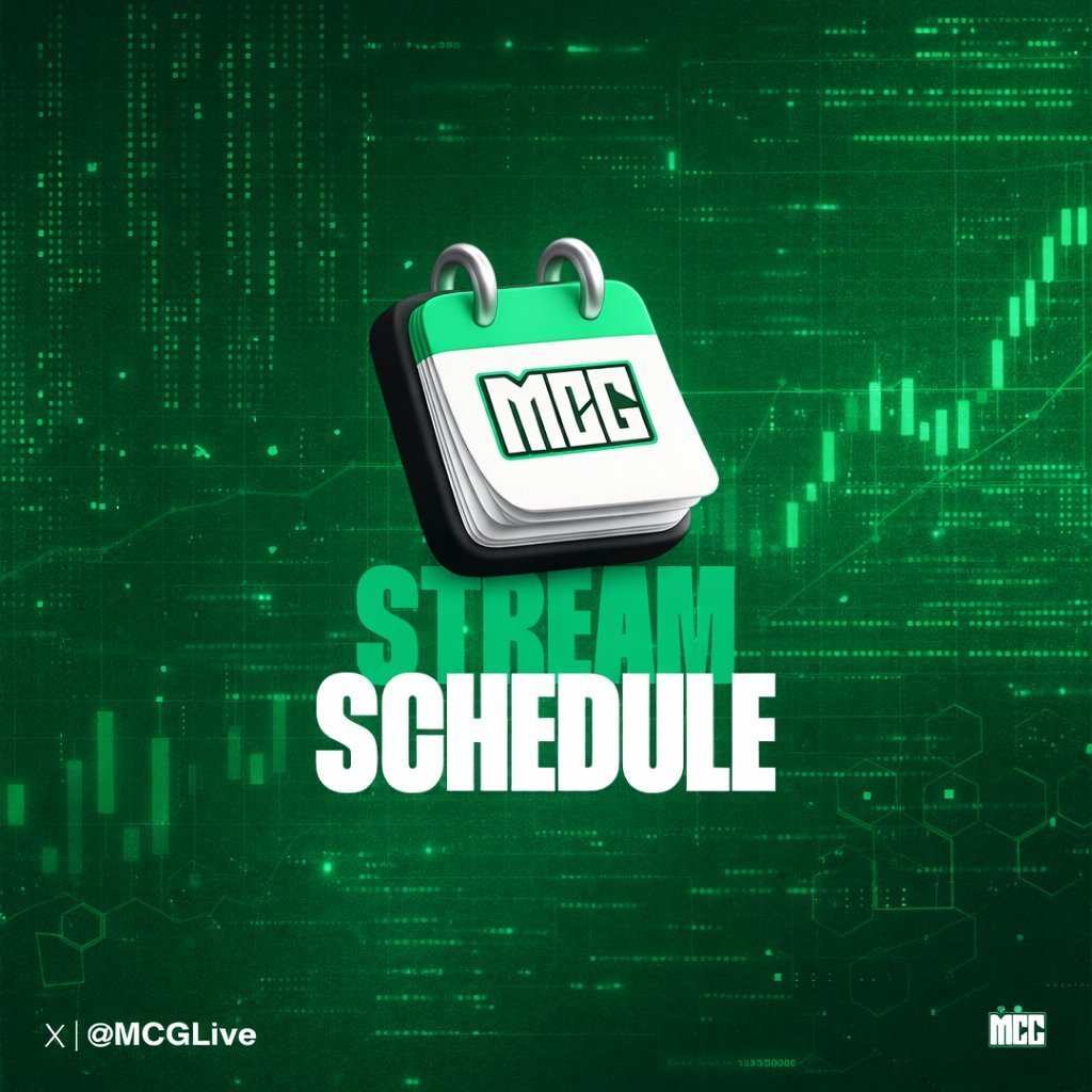 MCGlive's tweet photo. This week on MCG (Times in EDT)
Stream notes posted: @MCGAlpha
Recordings on MCG YouTube: https://t.co/9VkceowX95

Monday 6/1
12:00 - $SPETTRO @spettrotoken w/@cesp2099
12:30 - @Dekantfi w/@Embrron
1:00 - $EVO @evo__hq w/@alokbishoyi97
1:30 - Trade setups w/@ika_xbt
2:00 - $CPT @EmpulserTech w/@patpltsang

Tuesday 6/2
12:30 - $HermesOS @HermesOScloud w/@Wayland_Six
1:15 - $BIOLLM @BioLLM_ w/@4r7i5t

Wednesday 6/3
12:30 - $ARX (Not Live yet) @arcium w/@yrschrade
2:00 - $ZINC @zinc_cash w/@shift_boss (@Arcium eco)

Thursday 6/4
10:00 - $POD @dphnAI w/@gatheringgwei
10:45 - $DREAMS @daydreamsagents w/@LordOfAFew
11:30 - $Veilnet @Veilnet_
12:15 - $SAID @saidinfra w/@0xSalads

Friday 6/5
12:30 - Bruce @Degentodisciple (Turned $700 into $100k)
1:15 - $FIRE @Sonder_crypto