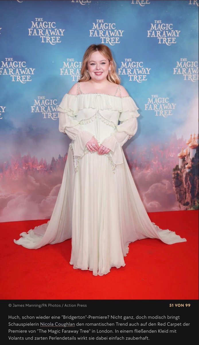 NicolaCraves's tweet photo. 📸 Gala Germany magazine chooses Nicola Coughlan at the special UK screening of The Magic Faraway Tree as one of their favorite red carpet looks so far in 2026. https://t.co/ext3Fp4sVy