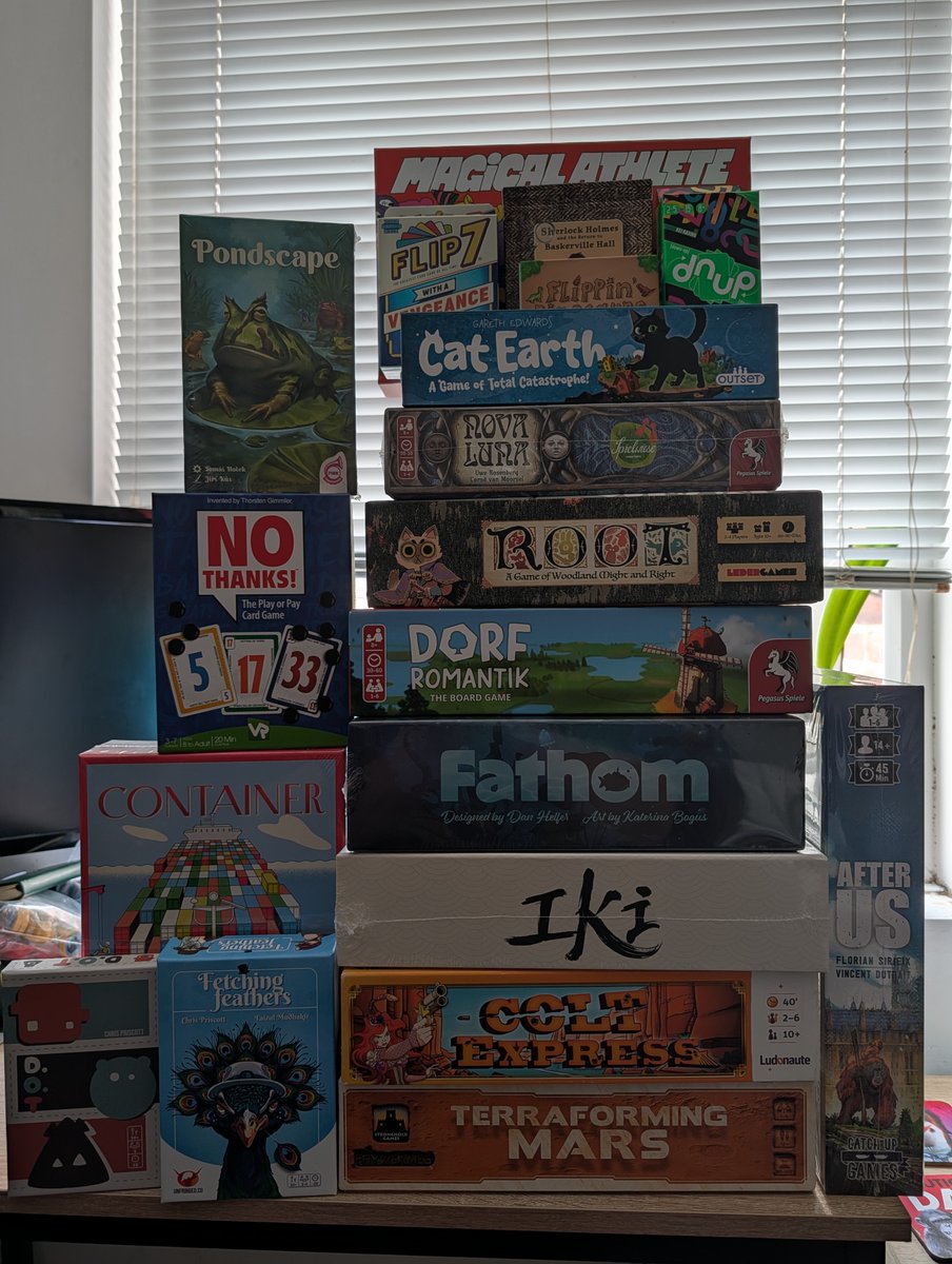letsplaygamesuk's tweet photo. All home sweet home after #ukgamesexpo2026 here's our haul. Some made it to the table over the weekend. We had a fab time. Full write up coming tomorrow. In the meantime time safe travels everyone. Onwards to #UKGE2027

#boardgames #tabletopgames #ukge https://t.co/2tIAGzBhCJ