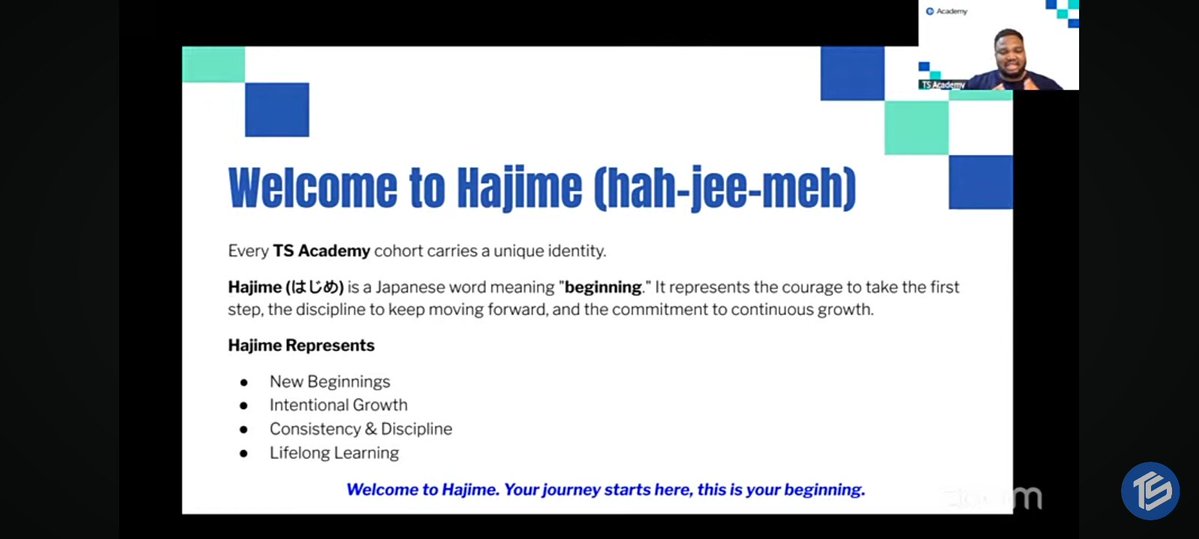 only1Georgee's tweet photo. "I’m delighted to join the Hajime cohort after receiving a scholarship to study AI and Automation. The kick-off session was excellent. Looking forward to meeting new people and sharing my journey. All thanks to @TechSphereAcad and sponsors. https://t.co/UE7jE3FXy8