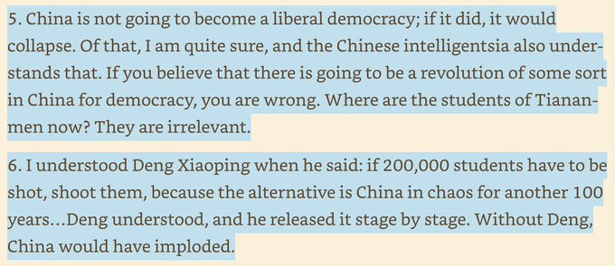 rapaccious's tweet photo. LKY sobre la incompatibilidad de la democracia en China. https://t.co/YWBA5SBQUt