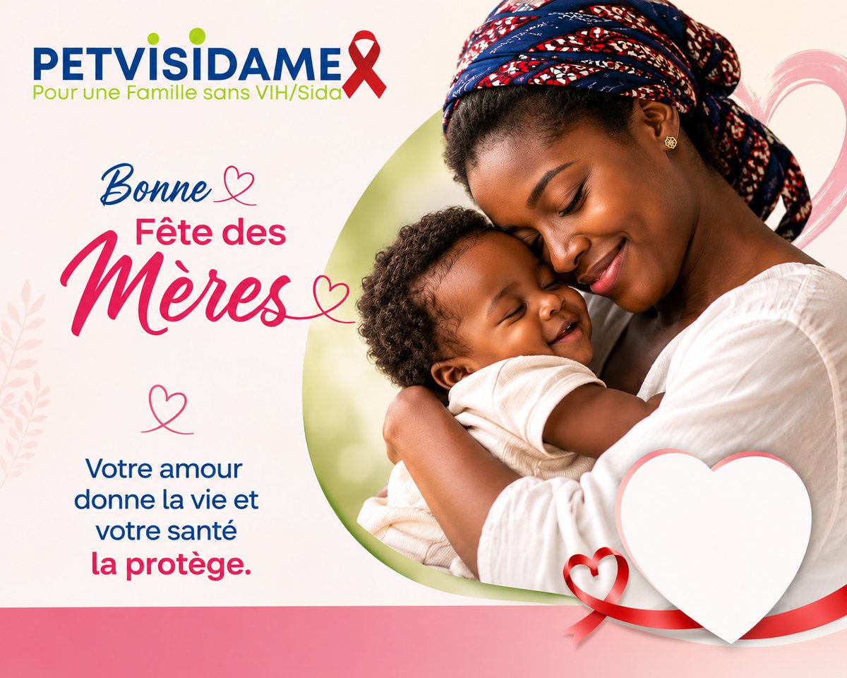 PETVISIDAME's tweet photo. En cette journée spéciale, PETVISIDAME rend hommage à toutes les mères et réaffirme son engagement pour une famille sans VIH/Sida.
#FêteDesMères #PETVISIDAME #SantéMaternelle #VIH #Prévention https://t.co/wrXWCgZJTt
