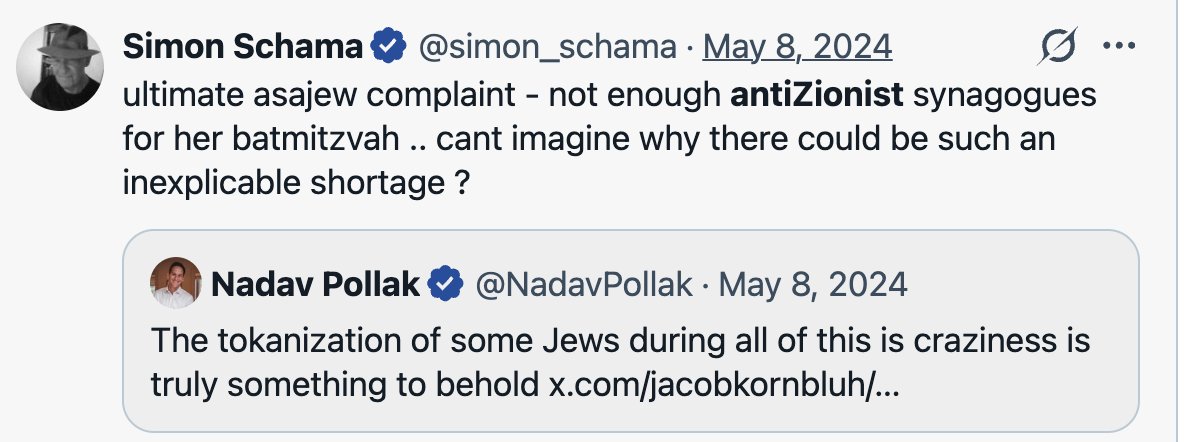 hopperglow's tweet photo. @simon_schama This you? Your gaslighting is beyond belief. I would be a 'asajew' to you. https://t.co/DiupbDvZVW