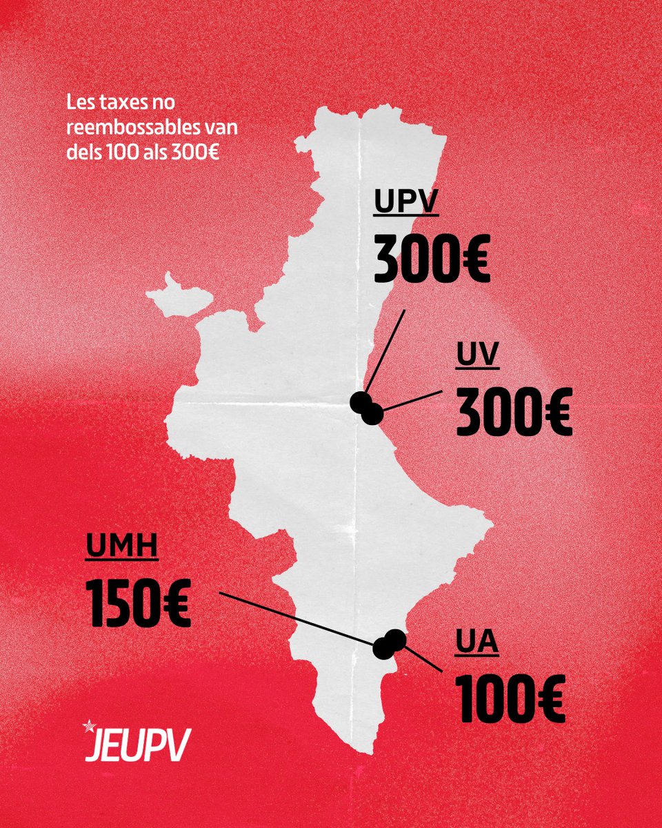JEUPV's tweet photo. 🔴 NO A LA TAXA DE PREMATRÍCULA

Si estàs pensant en fer un màster açò t'interessa! https://t.co/jQC9MIHQVq