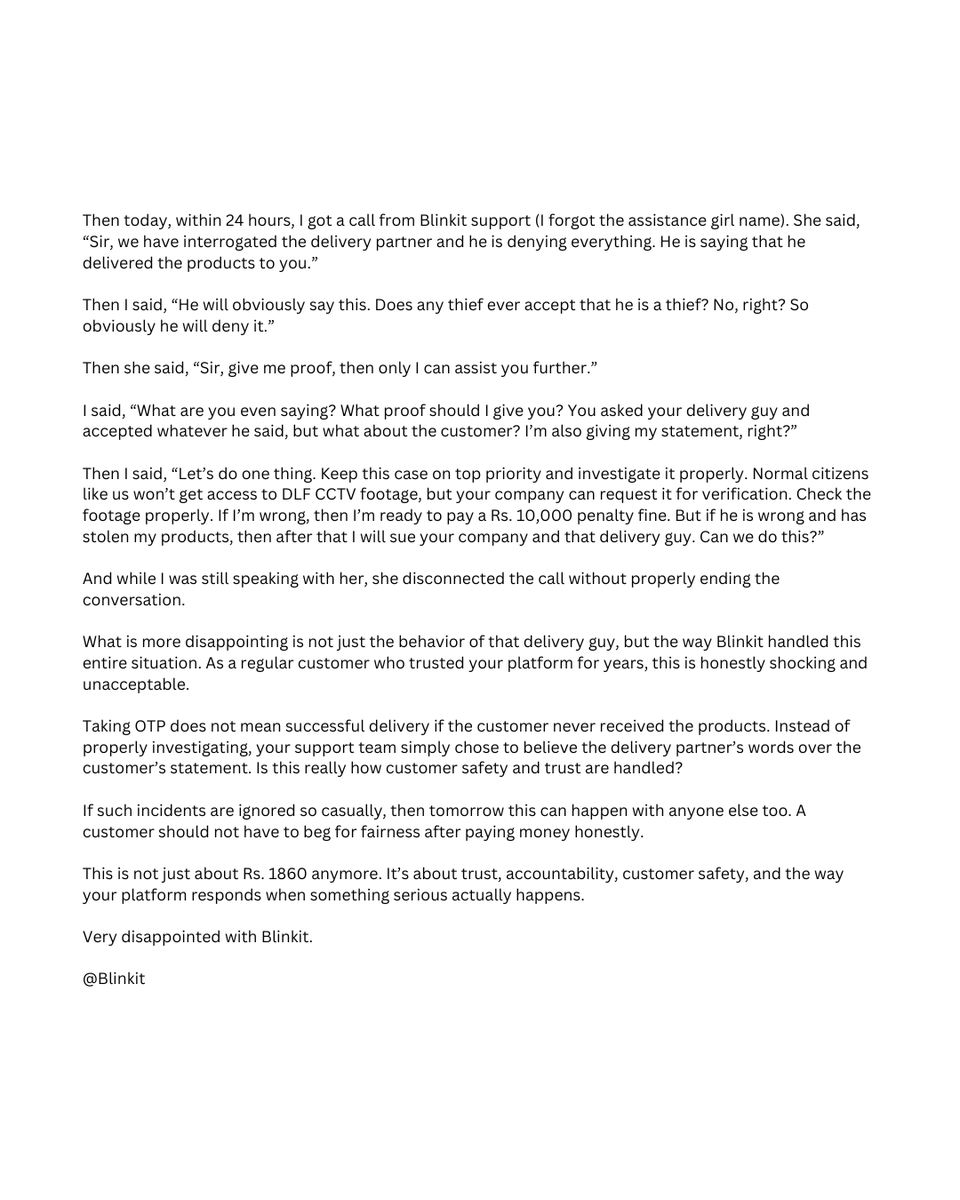 FindingMyLaila's tweet photo. @letsblinkit @albinder @deepigoyal @zomato @blinkitcares 

#Blinkit #CustomerRights #CustomerExperience #DeliveryIssue #ScamAlert https://t.co/Llvbt11pim