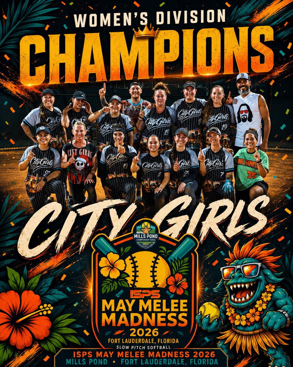 ISPSO's tweet photo. Final results from the 2026 May Melee Madness Women’s Open Division 🥎🔥
🏆 Champs: City Girls (FL) 🥈 Finalists: Golden Girls (FL)
1.5x WPR Event — Final Standings + WPR Points:
1️⃣ City Girls — 105 2️⃣ Golden Girls — 84 3️⃣ Alofuckit — 73.5 4️⃣ Them Again — 63 5️⃣ Miami Malandras — 52.5 6️⃣ Shotgun O’Clock — 47.25 7️⃣ Florida Fearless W — 42
🌎 https://t.co/ajPnYVSRh8 🏆 https://t.co/3WE6WIWYEa
#PlayISPS