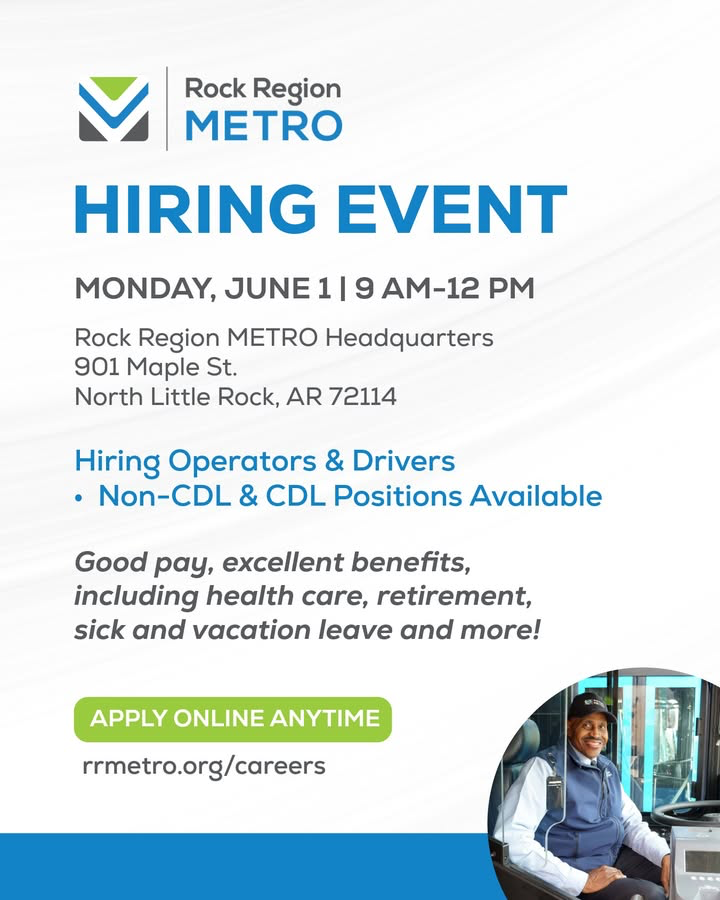 RRMetro's tweet photo. METRO's next hiring event is tomorrow, June 1! Join us to apply for open operator and driver positions and take the next step toward a great career. 📋🚍 

Can't make it? Apply online anytime! 💻 

Find more information at https://t.co/ONjgyQ6WrA. https://t.co/W4OUAmrAra