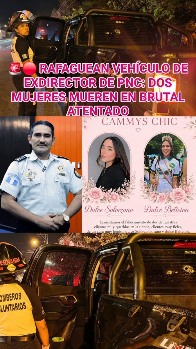 Herman5818Pb's tweet photo. 🚨🔴 ATAQUE DIRECTO CONTRA EXJEFE DE PNC DEJA DOS MUJERES FALLECIDAS,  AJUSTE DE CUENTAS?

💥 Sicarios emboscaron el vehículo donde viajaba Helver Beltetón, exdirector adjunto de la PNC, junto a familiares y escoltas en la ruta al Atlántico.

😭 En el atentado murieron su sobrina de 17 años y una amiga de la familia, mientras los guardaespaldas repelían el ataque a balazos.

⚠️ Beltetón, su hija y escoltas sobrevivieron de milagro tras la intensa ráfaga de disparos.
#NoticiasdeHoy