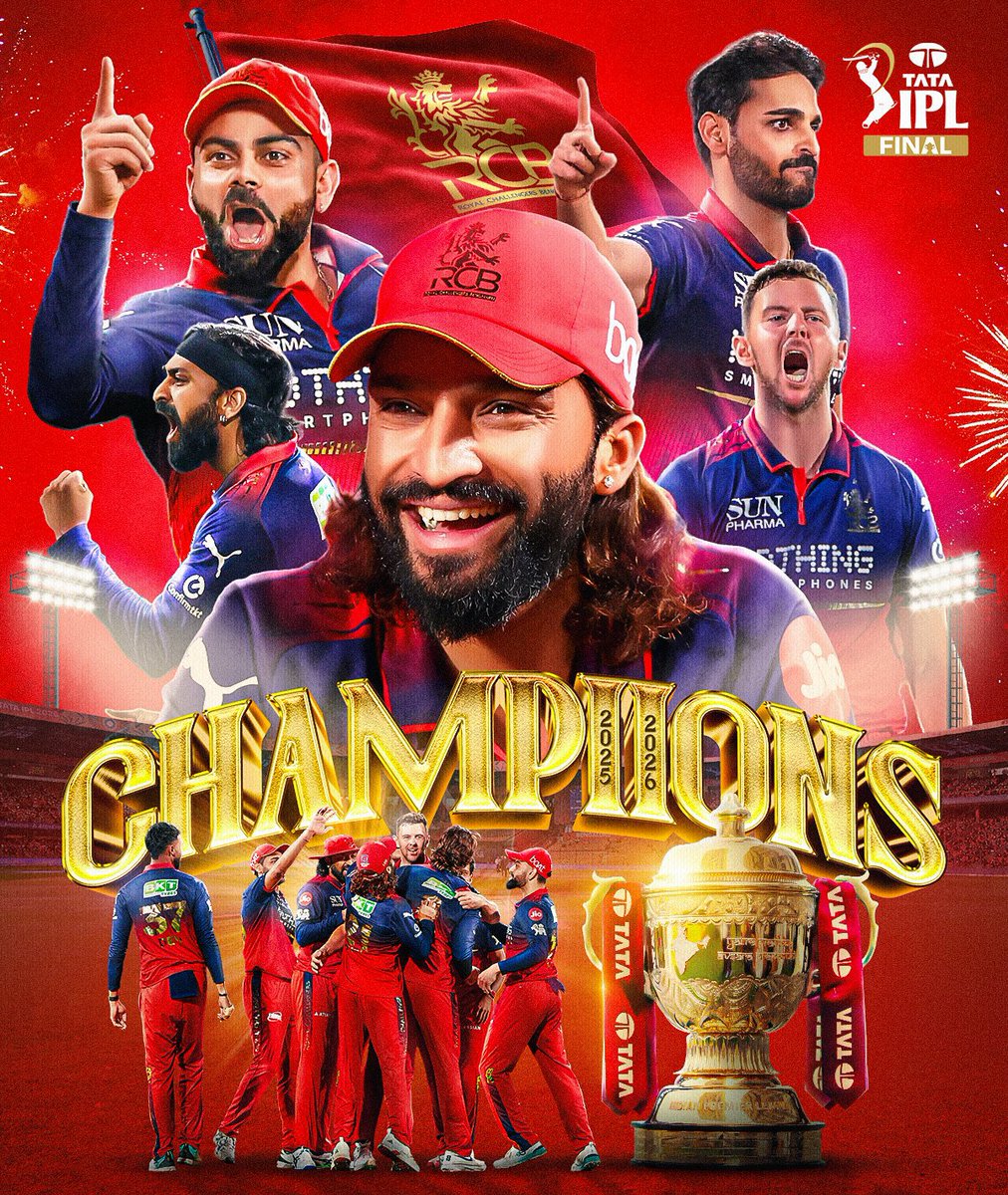 RahulMaggo10's tweet photo. BACK-TO-BACK IPL CHAMPIONS 🏆❤️

What a season, what a team! Congratulations to RCB on winning another IPL trophy. Truly deserved. 👏🔥

Hard luck to GT, they fought brilliantly till the end.

#RCB #IPL2026 #RCBvsGT
#IPLFinal #RoyalChallengersBengaluru https://t.co/GddSy4DqNU